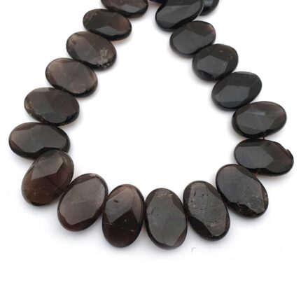 Natural Smoky Quartz Oval Shape Faceted Gemstone Briolettes Beads 20*30mm 15Inch