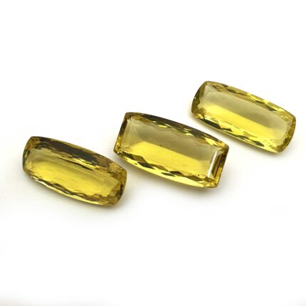 Natural Lemon Quartz Mix Cushion Cut Gemstone Lot 3 Pcs 14*30-15*30 MM 83 CT