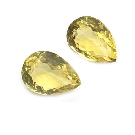 Natural Lemon Quartz 1 Pair Pear Shape Cut Gemstone  2 Pcs 13*18 MM 26 CT