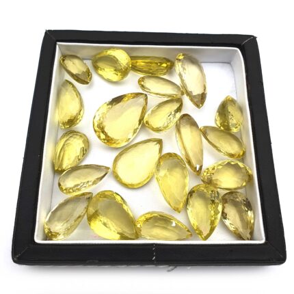 Natural Lemon Quartz Mix Size Pear Cut Gemstone Lot 5 Pcs 15*20 -20*30 MM 108 CT