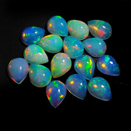 Natural Ethiopian Opal Pear Cabochon Loose Gemstone Lot 7 Pcs 7*9 mm 7 Ct