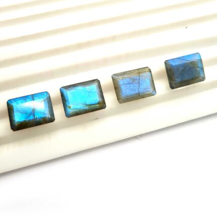 Natural Labradorite Octagon Cut Multi Fire Gemstone Lot 4 Pcs 12*16 MM 41 CT