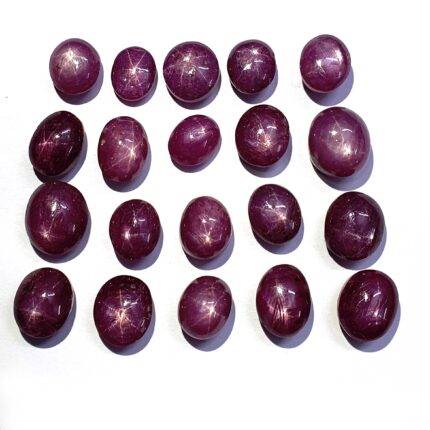 Natural Ruby Star Mix Size Oval Cabochon Loose Gemstone 3 Pcs 8*9-9*11 MM 19 CT