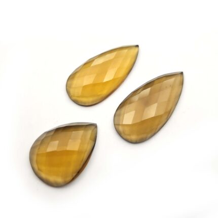 Natural Champagne Quartz Pear Checker Cut Gemstone 3 Pcs 14*28-16*22 MM 15 CT