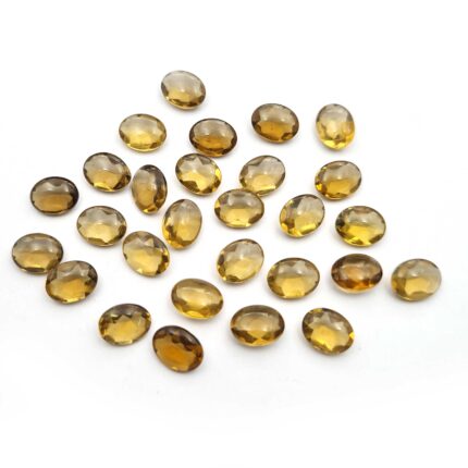 Natural Champagne Oval One Side Cut One Side Cabochon Gemstone 28Pcs 7*9 MM 38CT