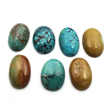 Natural Turquoise Cabochon Mix Size Oval Gemstone Lot 7 Pcs 18*23-18*25 mm 124Ct