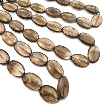 Natural Smoky Quartz Oval Shape Beads Smooth Gemstone Briolette 20*29 mm 18Inch