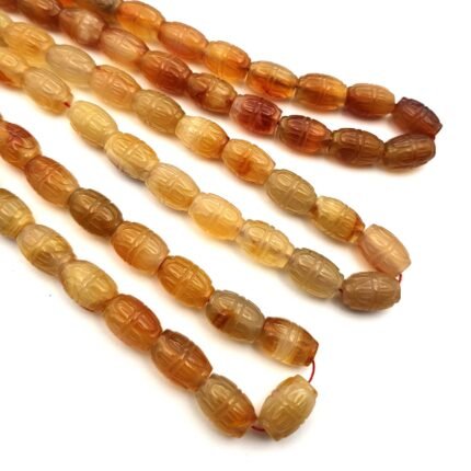 Natural Australian Banded Onyx Drum Shape Carving Gemstone Beads 10*15 mm 18Inch