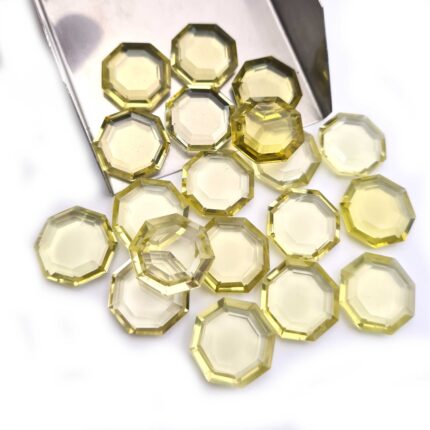 Natural Lemon Quartz Hexagon Cut Loose Gemstone Lot 7 Pcs 17 MM 90 CT