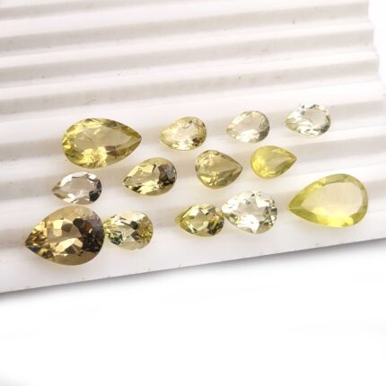 Natural Lemon Quartz Mix Size Pear Cut Loose Gemstone Lot 36Pcs 5*6-5*10 MM 69CT