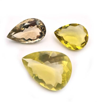 Natural Lemon Quartz Mix Size Pear Cut Gemstone Lot 3 Pcs 22*31-30*40 MM 177 CT