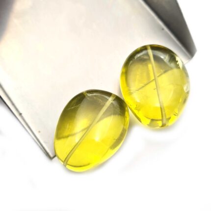 Natural Lemon Quartz Fancy Shape Drilled Gemstone Beads 2 Pcs 20*26 MM 113 CT