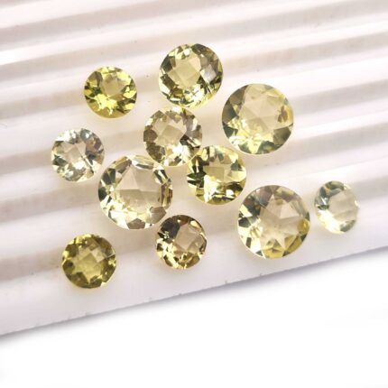 Natural Lemon Quartz Mix Size Round Checker Cut Gemstone Lot 56Pcs 8-12 MM 150CT