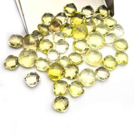Natural Lemon Quartz Cushion Briolette Cut Gemstone Lot 38 Pcs 6-11 MM 80 CT