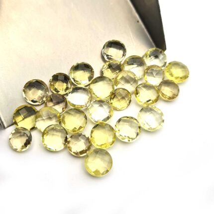 Natural Lemon Quartz Mix Size Round Briolette Cut Gemstone Lot 2 Pcs 7-8 MM 41CT
