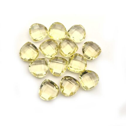 Natural Lemon Quartz Heart Briolette Cut Loose Gemstone Lot 13 Pcs 10 MM 44 CT