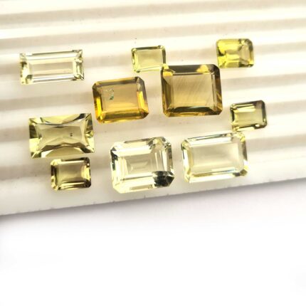 Natural Lemon Quartz Mix Size Octagon Cut Gemstone Lot 14 Pcs 6*8-11*21  MM 71CT