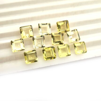 Natural Lemon Quartz  Square Cut Loose Gemstone Lot 49 Pcs 6 MM 54 CT