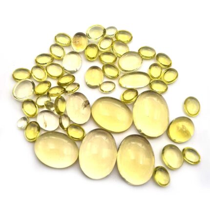 Natural Lemon Quartz Oval Cabochon Loose Gemstone Lot 51 Pcs 4*6-15*20 MM 158 CT