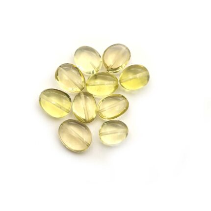 Natural Lemon Quartz Oval Shape Beads Loose Gemstone Lot 10 Pcs 7-9 MM 19 CT