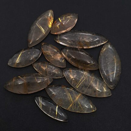 Natural Golden Rutile Quartz Marquise Cabochon 10*26-17*39 MM 130 CT 6 Pcs