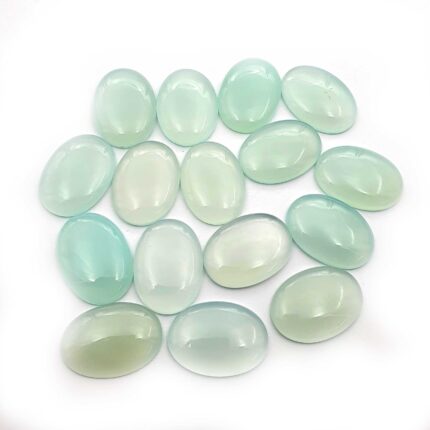 Natural Green Chalcedony Oval Cabochon Loose Gemstone 20*28 MM 98 CT 4 Pcs