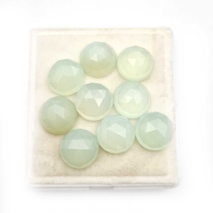 Natural Blue Chalcedony Round Checker Cut Loose Gemstone 14 MM 84 CT 9 Pcs