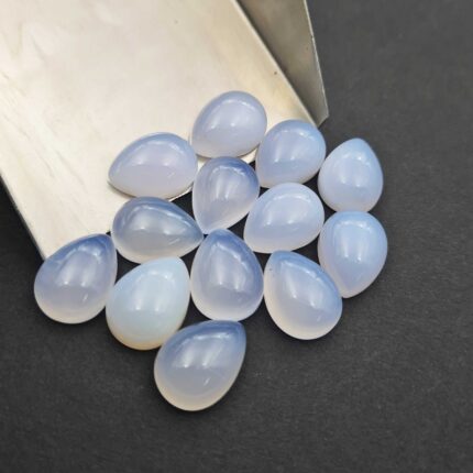Natural Chalcedony Pear Cabochon Loose Gemstone Lot 6 Pcs 12*16 mm 55 CT