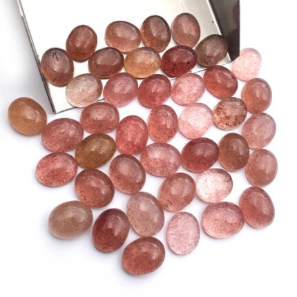 Natural Strawberry Quartz Oval Cabochon Loose Gemstone Lot 24 Pcs 9*11 mm 103 CT
