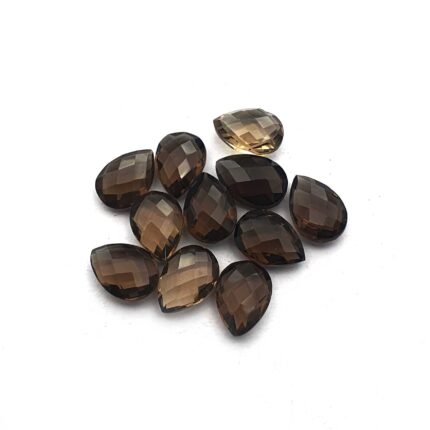 Natural Smoky Quartz Pear Briolette Loose Stone Lot 7*10 MM 18 CT 11 Pcs