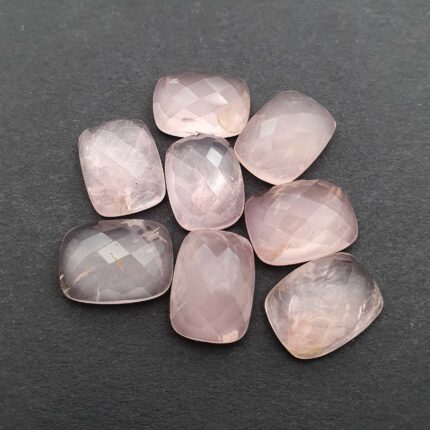 Natural Rose Quartz Cushion Checker Cut Loose Gemstone Lot 8 Pcs 12*16 MM 78 CT