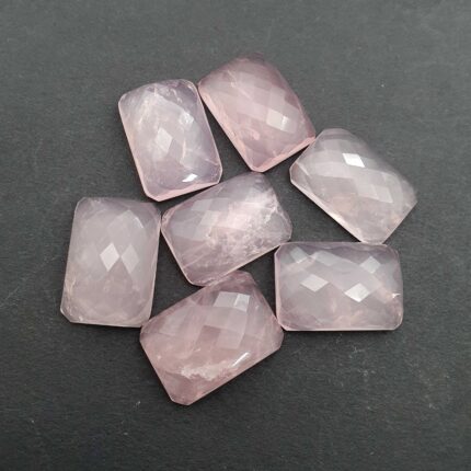 Natural Rose Quartz Cushion Checker Cut Loose Gemstone Lot 3 Pcs 18*26 MM 107 CT