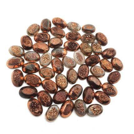 Brown Druzy Oval Cabochon Glitter Loose Gemstone Lot 32 Pcs 10*15 mm 172 CT