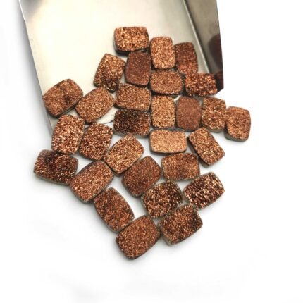 Brown Druzy Cushion Cabochon Glitter Loose Gemstone Lot 29 Pcs 10*14 mm 177 CT