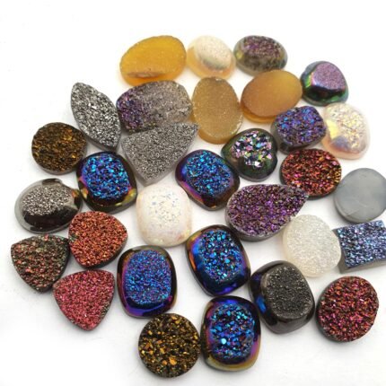 Multi Color Druzy Mix Shape Cabochon Glitter Gemstone 41 Pcs 9*11-10*20 mm 162CT