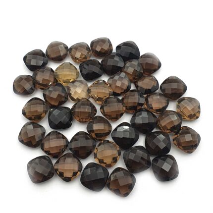 Natural Smoky Quartz  Cushion Briolette Cut Loose Stone Lot 10 MM 101 CT 29 Pcs