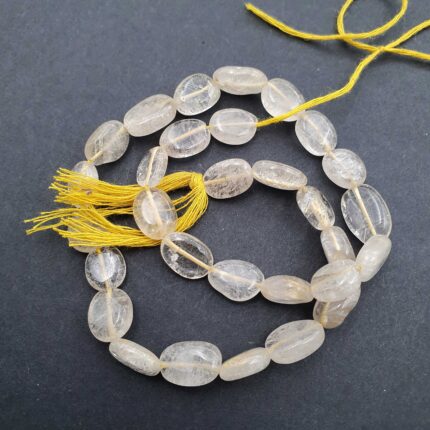 Natural Golden Rutile Oval Shape Smooth Gemstone Beads 8x10-8x12 mm 13 inch