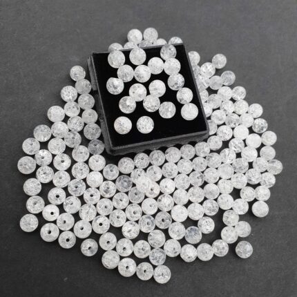 Natural Crackled Crystal Quartz Round Drilled Gemstone Beads 58 Pcs 6 MM 100 CT