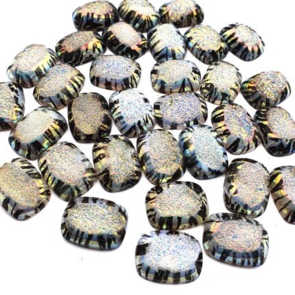 Druzy Quartz Cushion Cabochon White Color Glitter Gemstone 7 Pcs 15x20 mm 112 CT