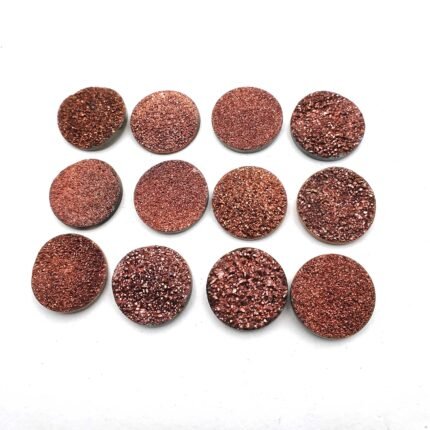 Druzy Quartz Round Cabochon Rose Gold Glitter Gemstone Lot 12 Pcs 18 mm 108 CT