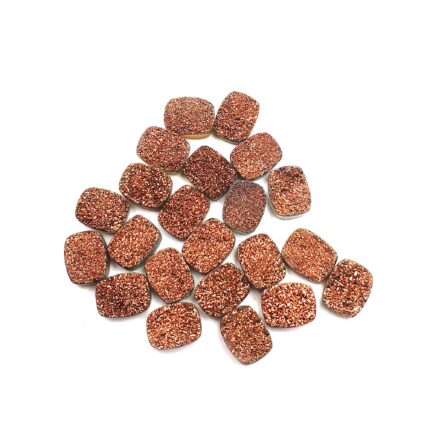 Natural Brown Drusy Cushion Cabochon Glittery Loose Stone Lot 18 Pc 8*10 MM 51CT
