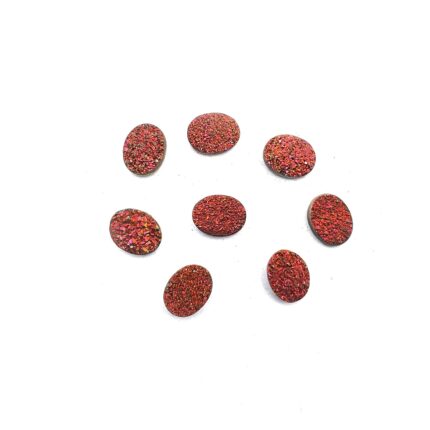 Natural Druzy Quartz Oval Cabochon Orange Glittery Gemstone 8 Pcs 7x9 MM 11 CT