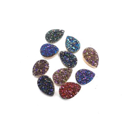 Natural Druzy Quartz Pears  Cabochon MultI Glittery stone 10 Pcs 6*9  MM 11 CT