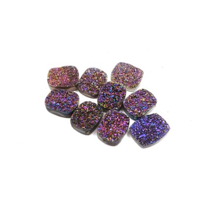 Natural Druzy Quartz Cushion Cabochon Blue Color Gemstone 9 Pcs 8x10 MM 23 CT