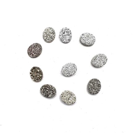 Natural Druzy Quartz Oval Cabochon Grey  Stone 10 Pcs 8*10 MM 20CT