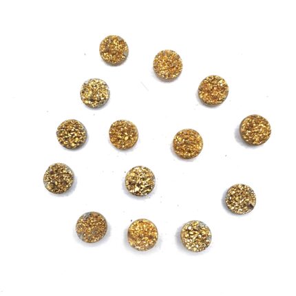 Natural Druzy Quartz Round  Cabochon Golden  Stone 14 Pcs 7 MM 16CT