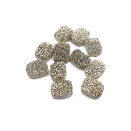 Natural Druzy Quartz Cushion  Cabochon Grey  Stone 11 Pcs 8*10 MM 30CT