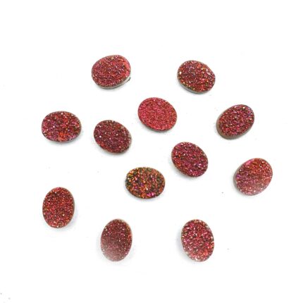Natural Druzy Quartz Oval  Cabochon Orange  Stone 12 Pcs 7* 9 MM 19CT