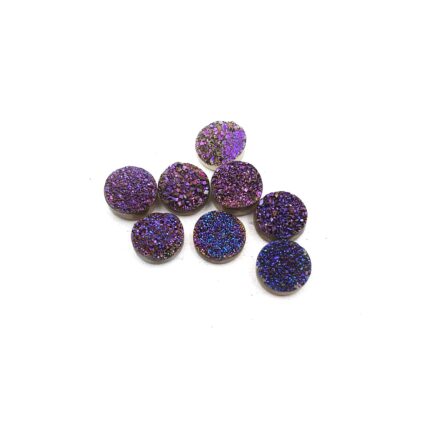 Natural Druzy Quartz Round  Cabochon Blue  Stone 8 Pcs 7 MM 9CT