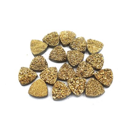 Natural Druzy Quartz Trillion  Cabochon Golden  Stone 18 Pcs 9 MM 40CT